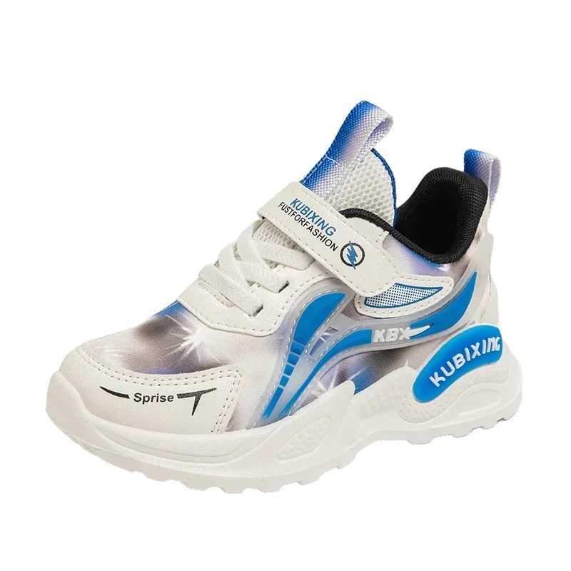 Student sports shoes mesh breathable 2025 brand new childrens running shoes white anti slip childrens fashion shoes thick soft sole trend X250409