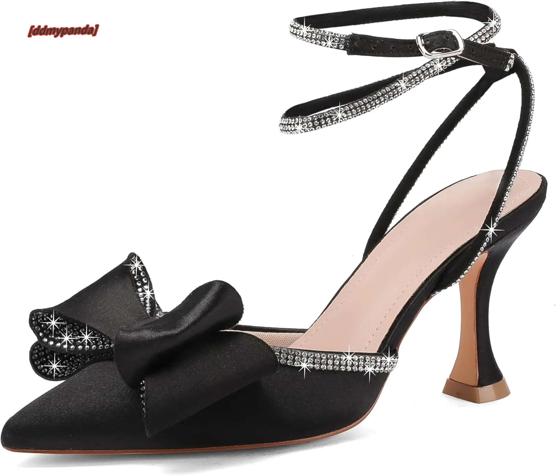 Black butterfly pointed toe, rhie sgback. Sexy high heels, fashionable and elegant shoes. ddmypanda