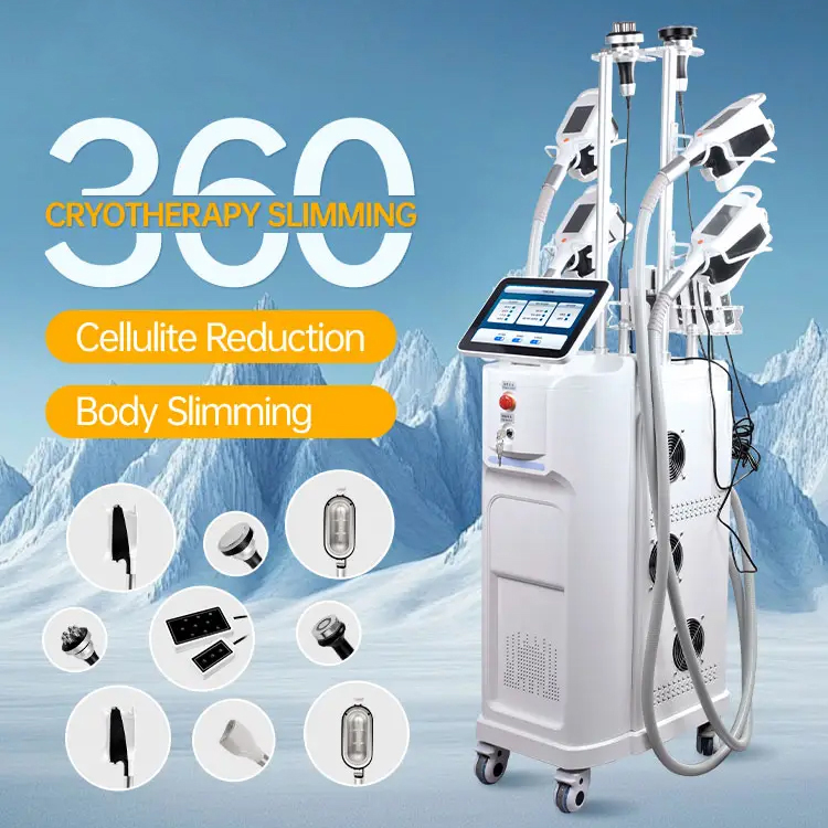 Professional 360 Degree Cryolipolysis Slimming Weight Loss Skin Tighten RF Cavitation Cupping Face Jawline Sculpting Jowl Removal Body Shaping Machine