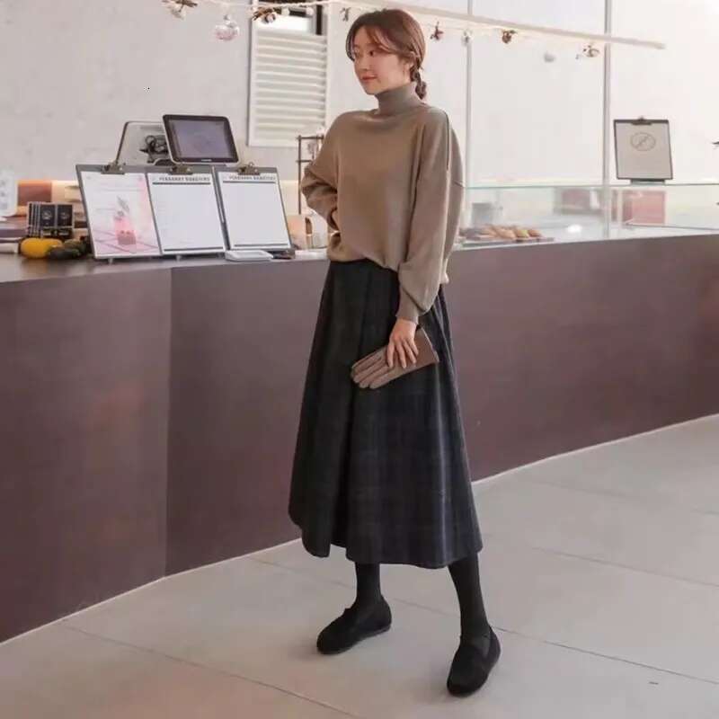 Checkered Wide Leg For Women, 2024 Autumn And Winter New High Waisted Loose Fit Woolen Pants