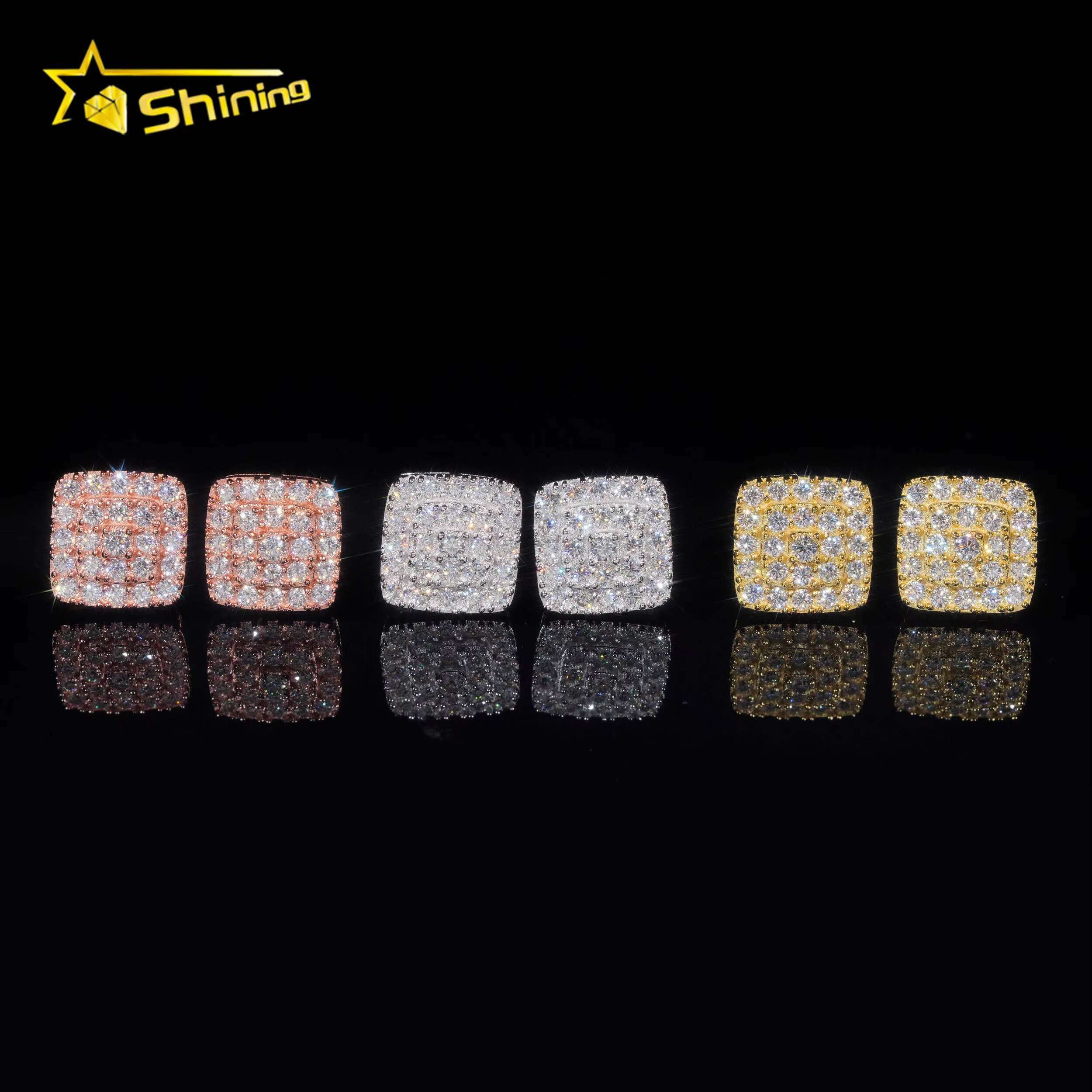 Luxury Earrings Sterling Silver 925 VVS Moissanite Diamond Lab Diamond Hip Hop Jewelry Stud Earrings