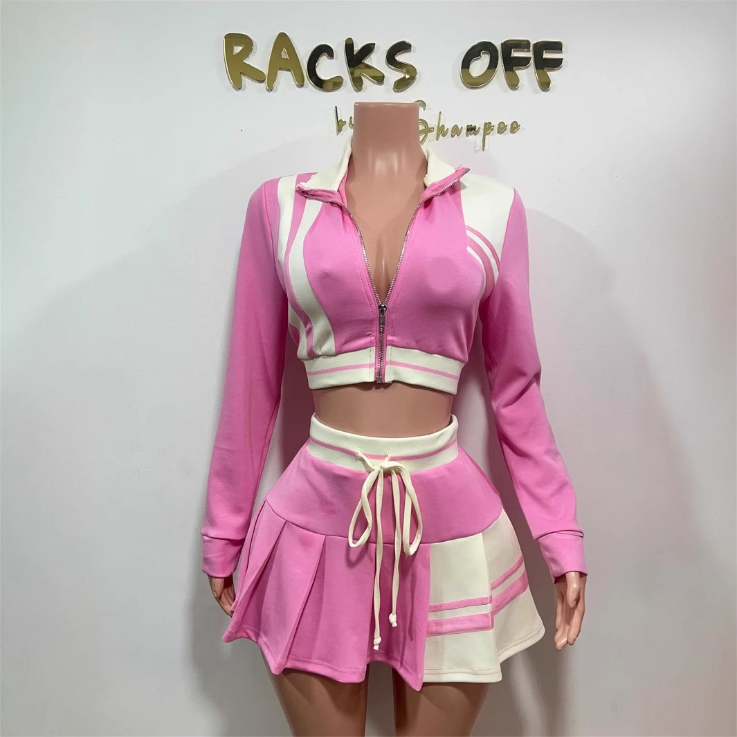 2025S Designer Spring S Personalized Street Color Contrast Jacket Top Fashion Short Skirt Two Piece Set For Women