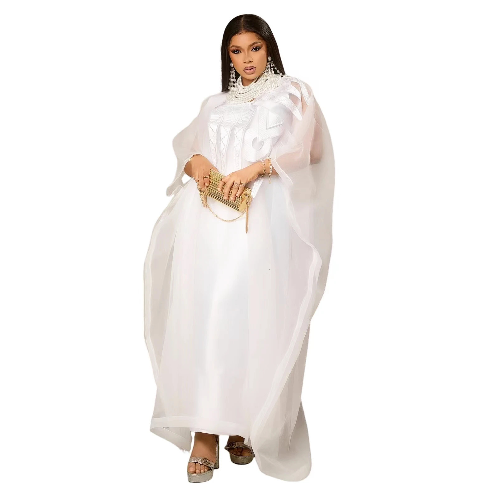 African womens attic white Abaya y plus size elegant party church dress 250409