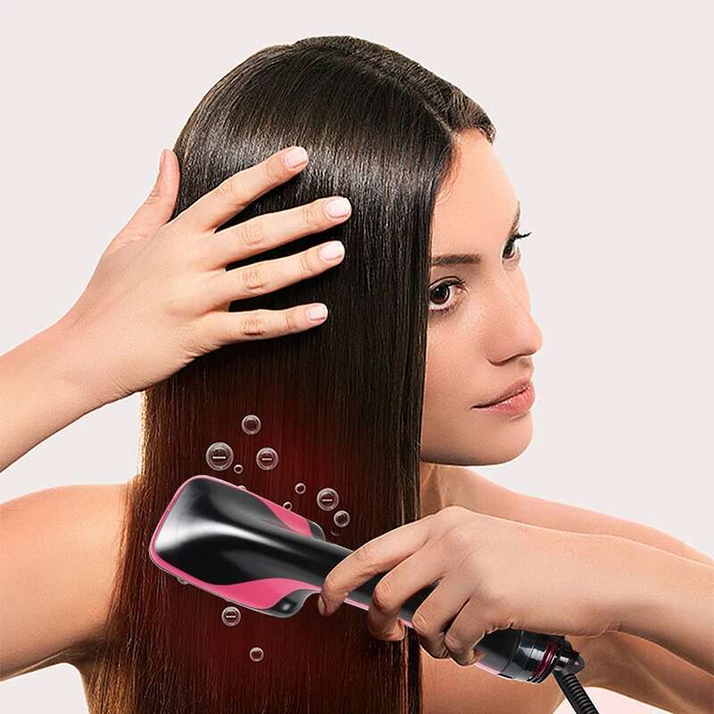 Hot Air Styler And Volumizer Hair Straightener Curler Comb Roller One Step Electric Ion Blow Dryer Brush