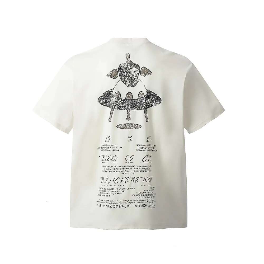 Creative Print Short Sleeve T-Shirt Mens Double-Sided Printed Summer High Street Loose Crew Neck Half-Sleeve Cotton Tee Men