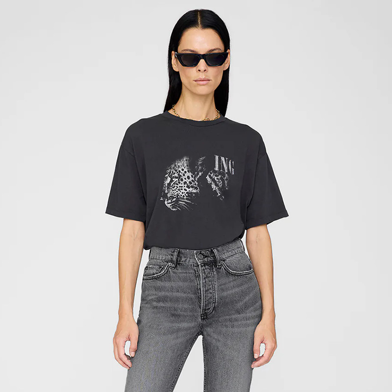 26ss Women Washed Black Tshirts Printed Designer Tees Round Neck Pullover T-shirts Summer Short Sleeved Tops