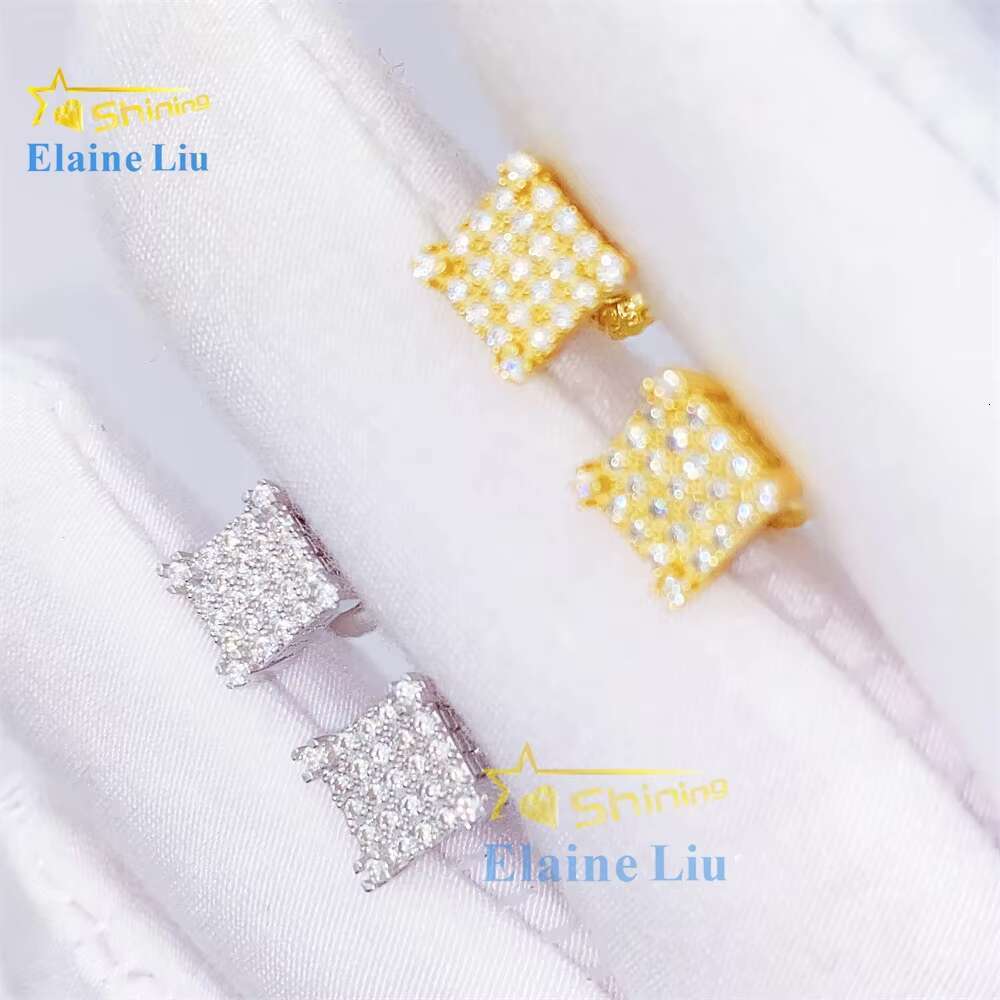 Wholesale Price Fine Jewelry Men Diamond 925 Sterling Silver Vvs Moissanitehip Hop Iced Out Jewelry Stud Earrings