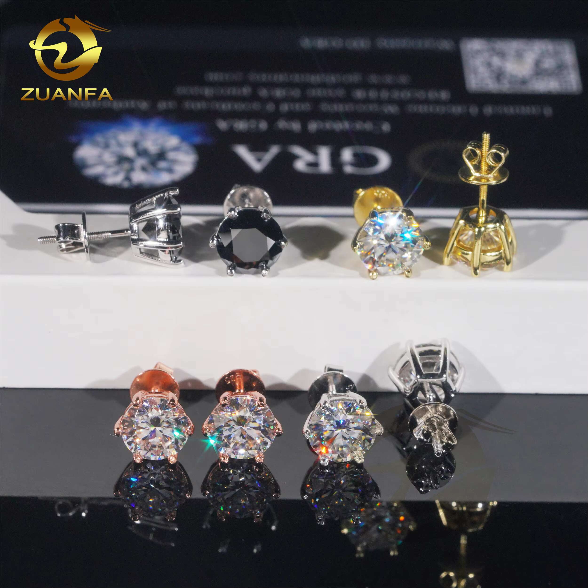 Jewelry Sets 925 Sterling Silver Moissanite 8mm 2carats Necklace 4carats Stud Earrings Dropshipping Jewelry