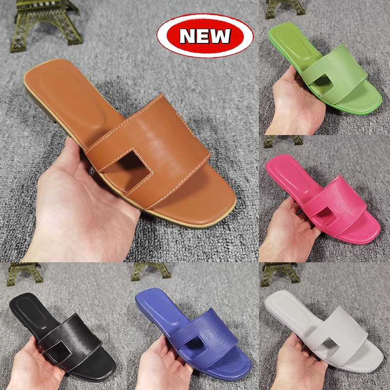 Designer slides womens flats slippers deep blue rose pink burgundy fuchsia ivory black silver natural smooth summer sandals outdoor women slide beach slipper shoes