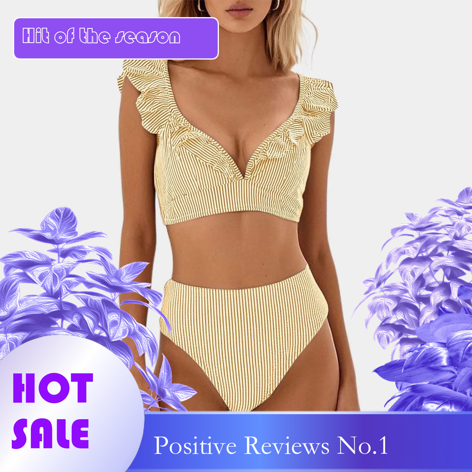 Dongdumaoyi Sexy Striped Ruffle Bikini Swimsuit Women Two Piece Swimwear High Waisted Bikinis Sets Female Bathing Suit Push Up Monokini