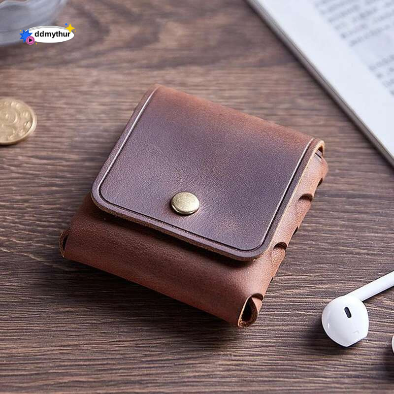 100% Genuine Leather Coin Purse For Men Women Female Cowhide Vintage Small Mini Money Bag Earphone e Case Change Pouch Holder ddmythur