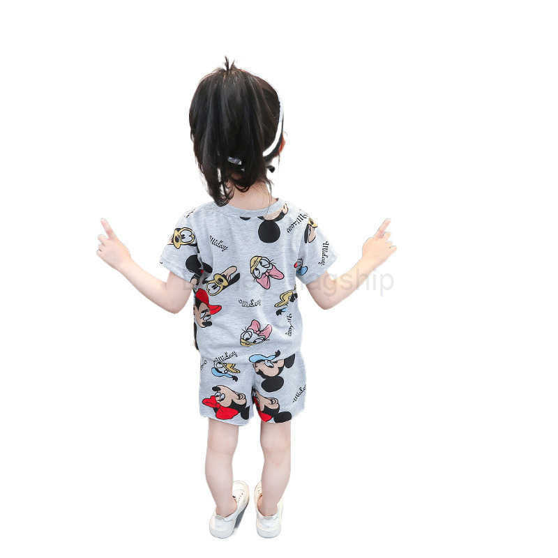 Disney 2025 New Summer Mens and Womens Sports Cotton Set 5 Childrens 1 Western Cartoon Printed 2-piece Set 3 Short Sleeves 4T Shirts ShortsXJ250409