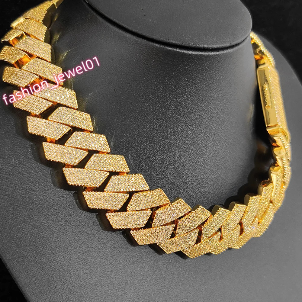 High Quality Custom Hip Hop Jewelry Diamond Necklace 25mm 6 Rows CZ Cuban LINK CHAIN Bling Big Heavy Iced Out Chain For Men