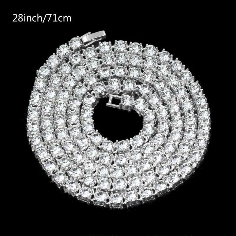 2024 New Iced Tennis Chain Men Chunky Necklace Cubic Zircon Miami Cuban Link ChainJewelry
