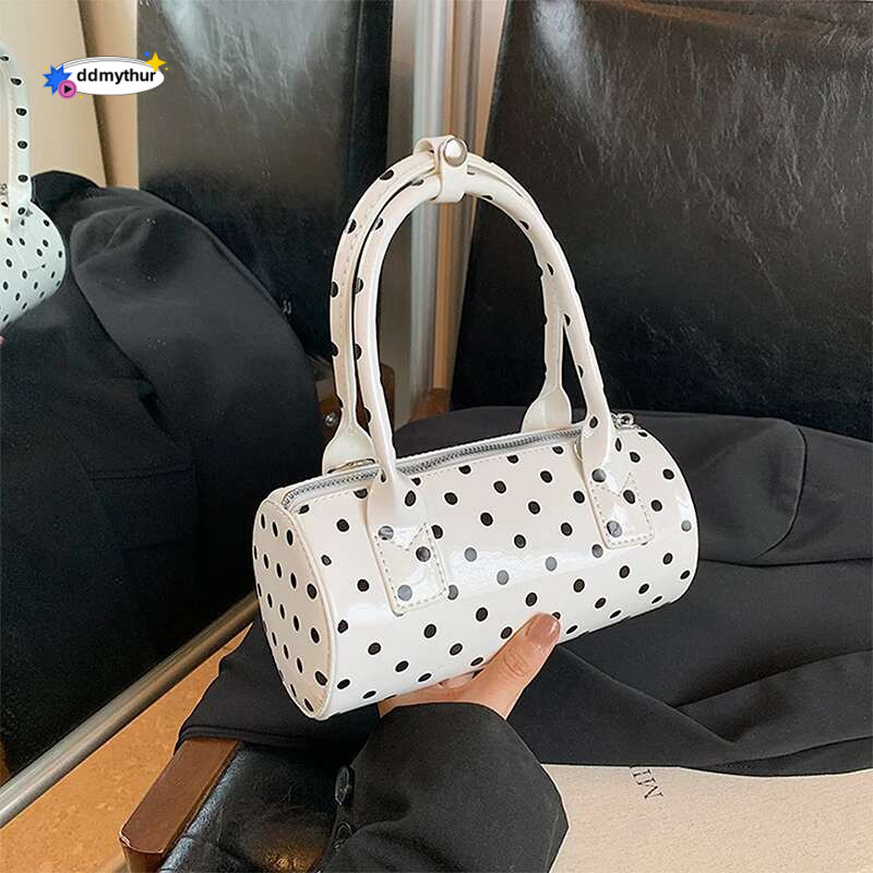 Women Fashionable Shoulder Bag, Adjustable Strap Dots Print Handbag Zipper Closure Crossbody Bag ddmythur