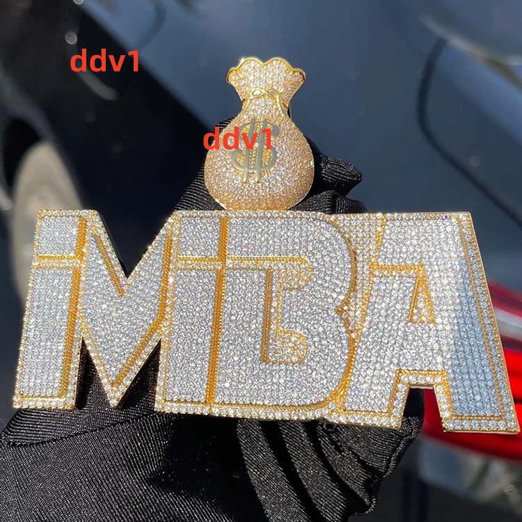 Pass Diamond Tester Custom Iced Out Vvs Heavy Gra Certified Moissanite Hip Hop Customized Square Letter Pendant Necklace for Man Customizable