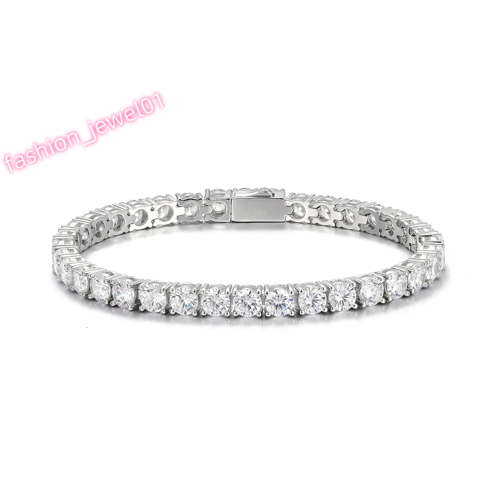 Wholesale Custom Fashion 925 Silver Lab Diamond GRA Moissanite Zircon Tennis Sterling Bracelet for Men