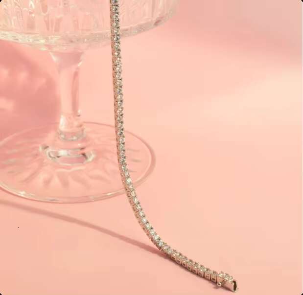Loveher Unisex High-End Tennis Bracelet Shiny Silver Plated CZ Stone Iced Moissanite Diamond Fashion Chain Link Bracelet Brass