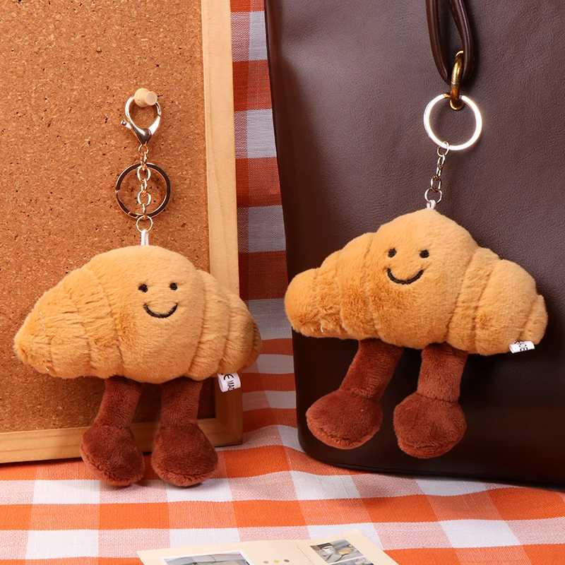Cow horn plush toy keychain cartoon food soft filled doll pendant car keyring backpack decoration childrens giftXJ250409