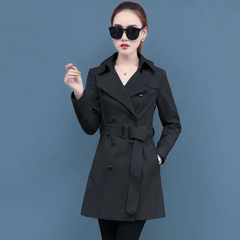 Womens Korean windproof jacket long parka coat casual trench office womens clothing high school spring autumn 250409
