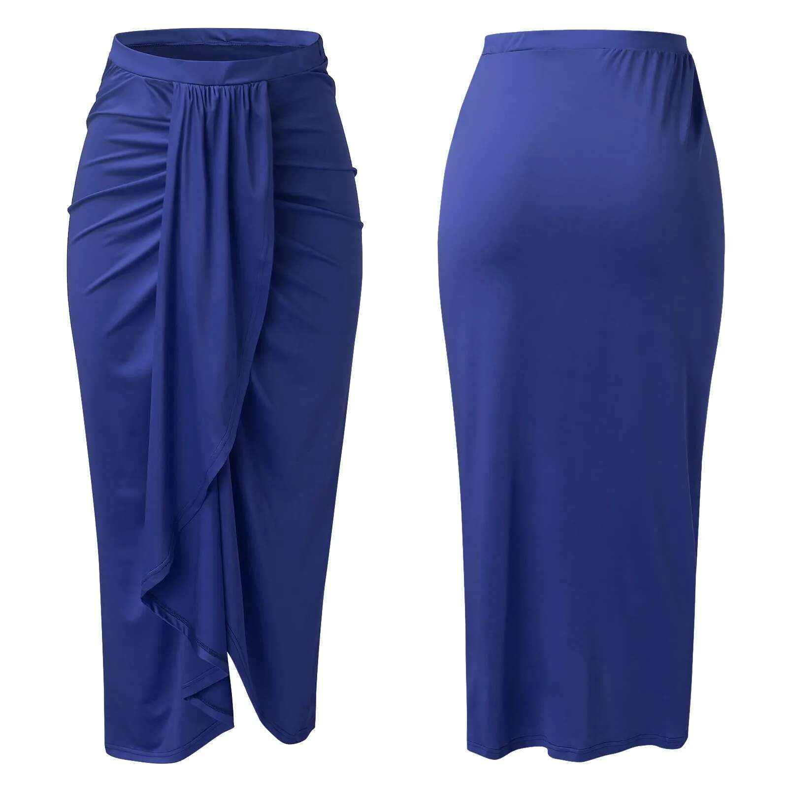 Dongdumaoyi Chic Elegant Party Wine Skirt Asymmetrical Casual Slit Wrap Falda Elastic High Waist Maxi Draped Skirts Womens Faldas Mujer
