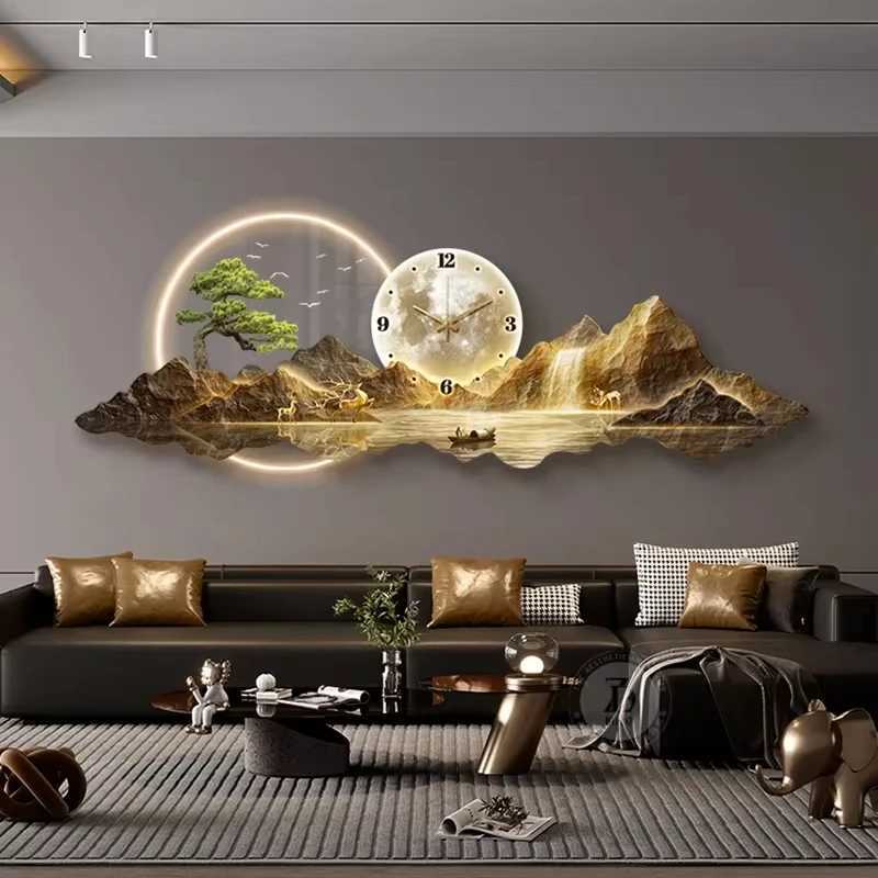 Design a luxurious wall clock living room with LED aesthetics minimalism silent and fashionable wall clock Nordic clock tower mural home decoration X2