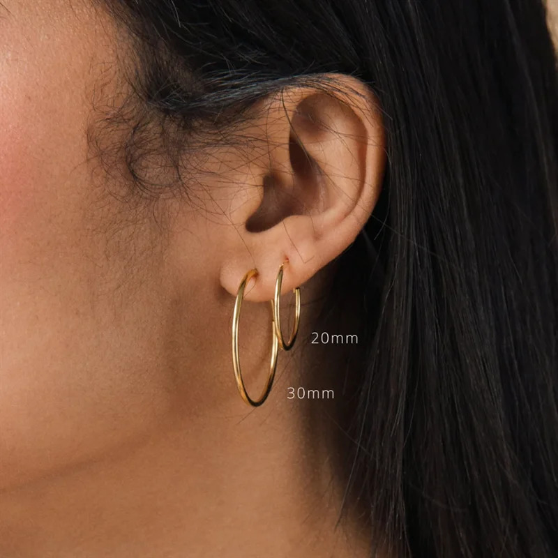 14K Gold Filled Hoops Earrings 7 Size Circle Jewelry Minimalism Brincos Vintage Pendiente Oorbellen Boho Hypoallergenic Earrings 250403