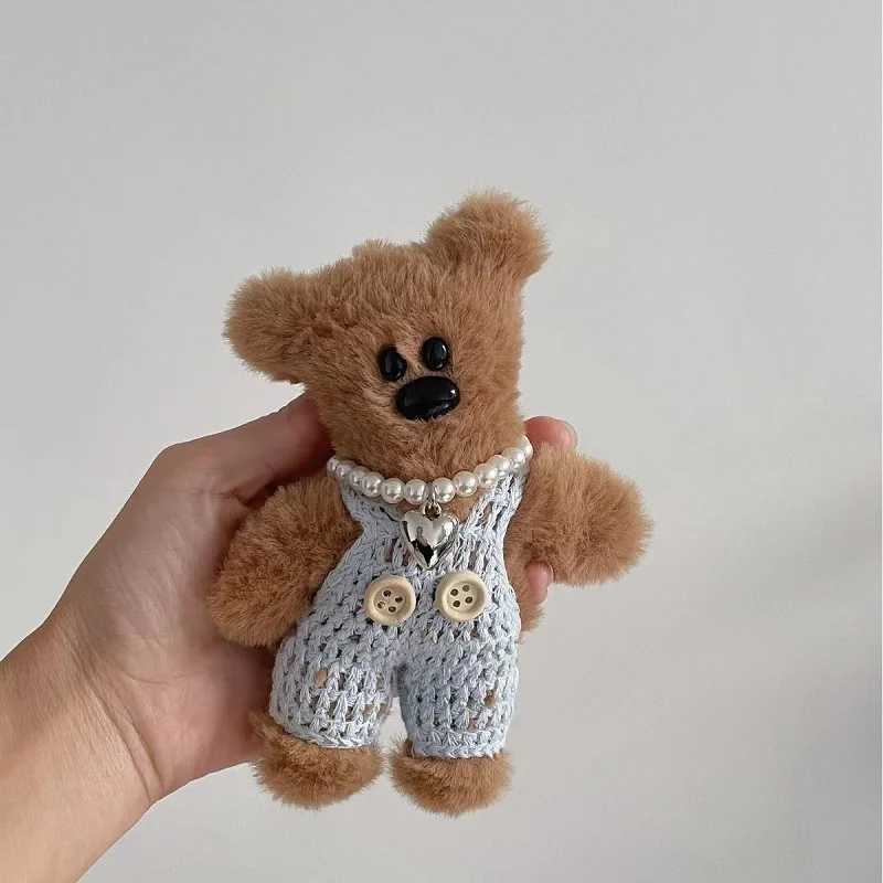 15cm glass teddy bear toy plush keychain backpack pendant cartoon anti fall chain cute car keychain girl bag accessoriesXJ250409