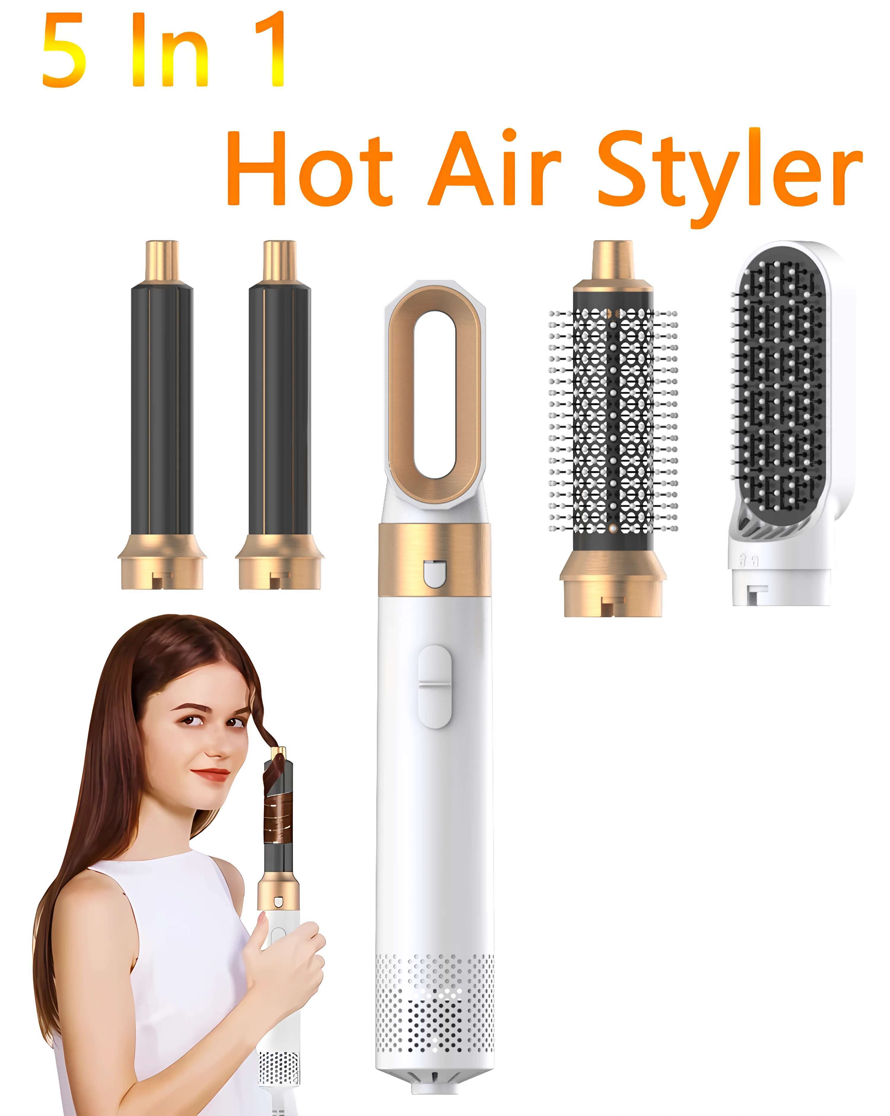 Professional Styler 5 In 1 Low Noise Curg Straightening Hair Drying 1000W Hot Air Brushes