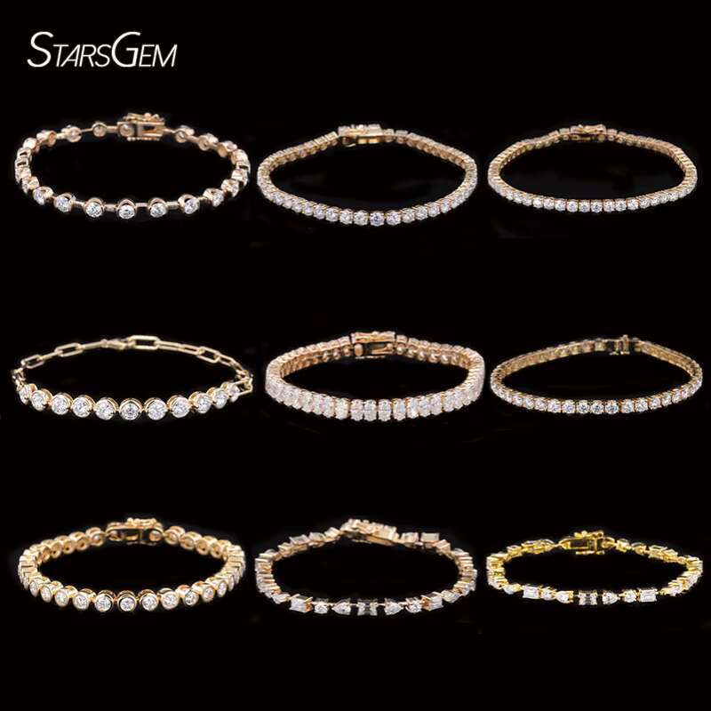 Hiphop Women Bracelet Jewelry 2mm 3mm 4mm 5mm 6mm Round Cut S925 Silver Moissanite Tennis Bracelet