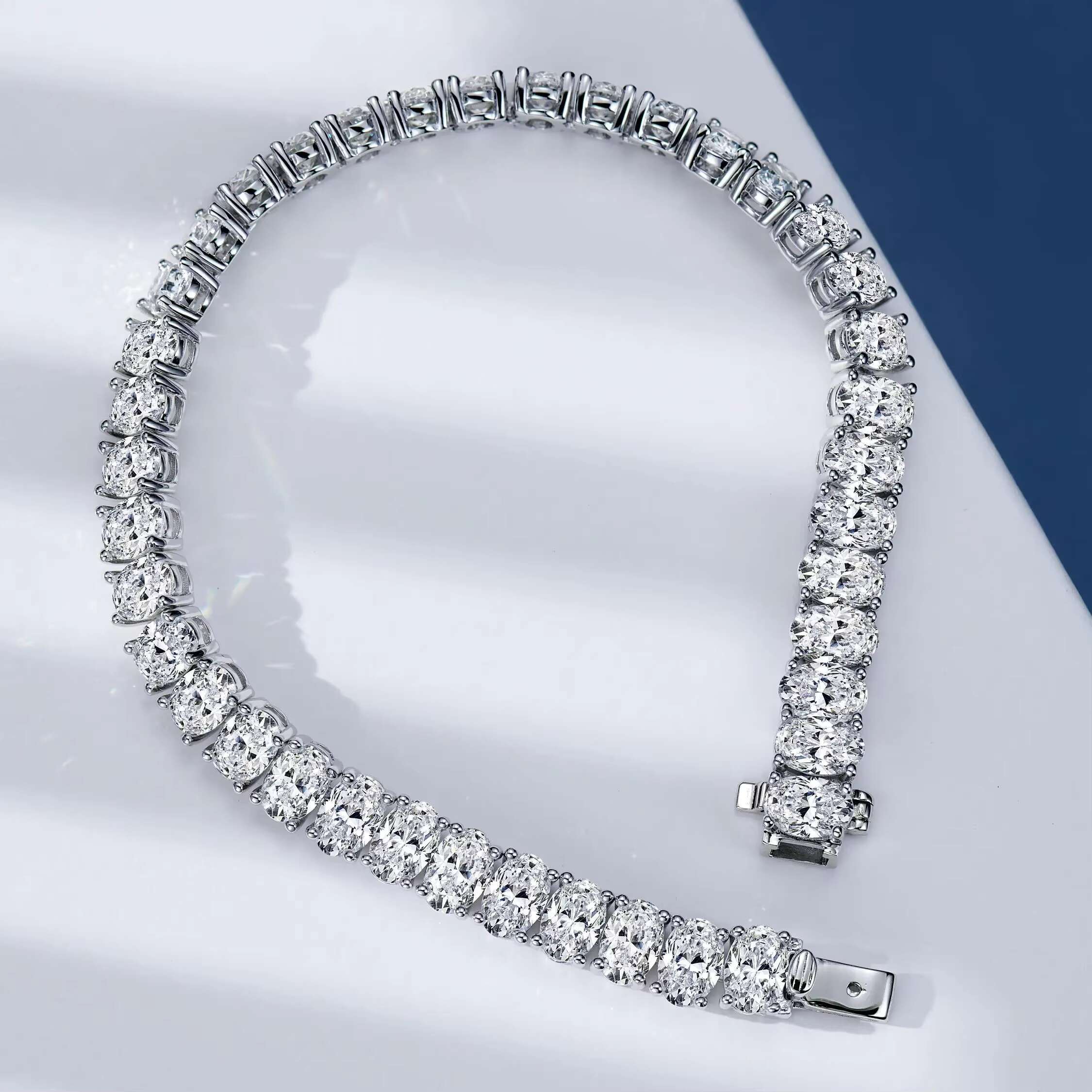 Customized Luxury 925 Silver Lab Grown Diamond Bracelet VVS Lab Created CVD Oval Cut Diamond Tennis Bracelet for Men Womans