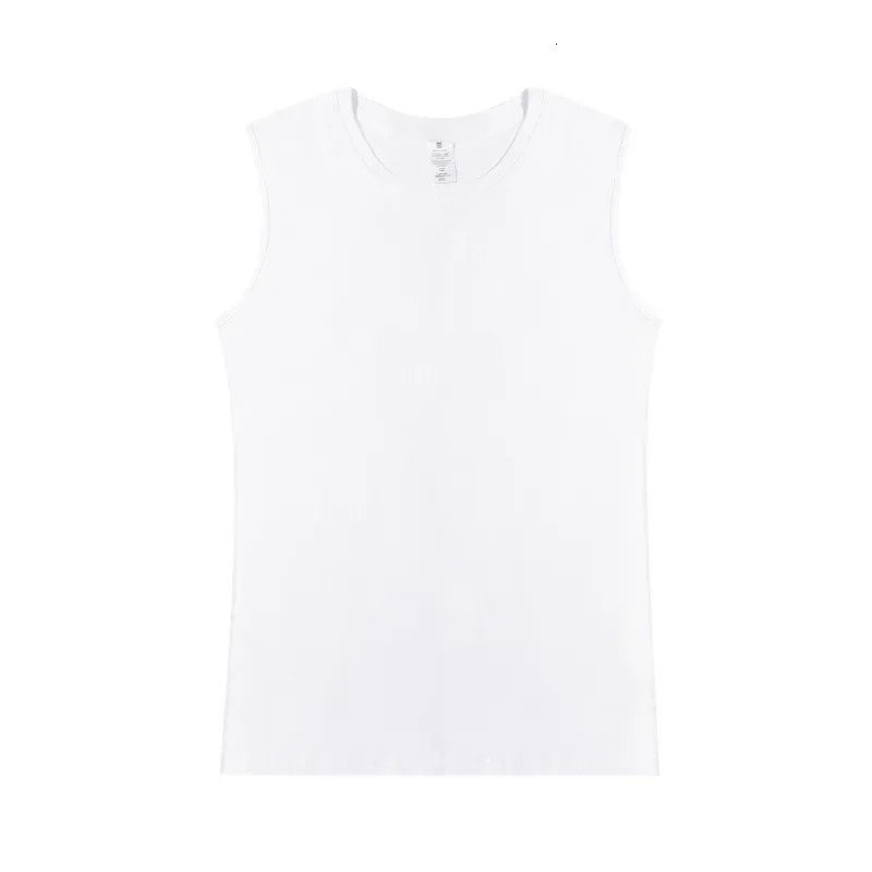 Mens sleeveless vest 230g heavyduty pure cotton round neck top for casual fitness and sports 250409