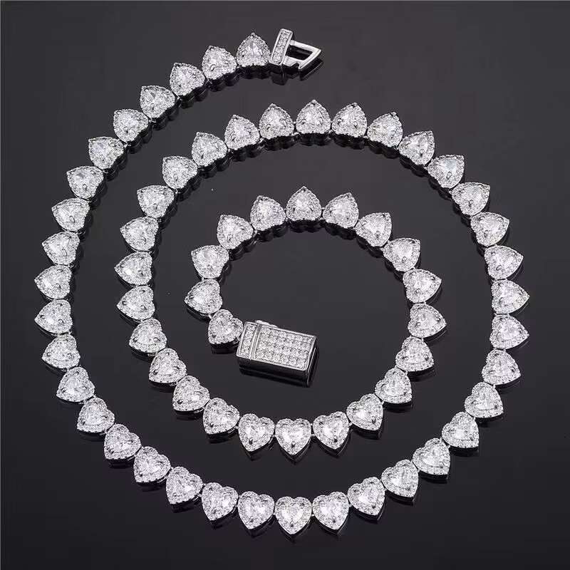 Fine Jewelry Heart Cut VVS Moissanite Necklace Men Women 925 Silver Diamond Necklace