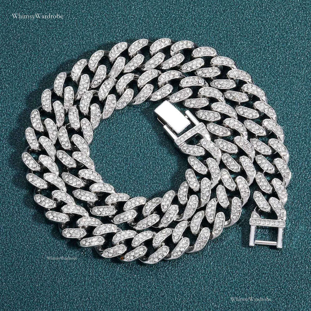 Sterg Sier Ice out VVS Mosan Hip Hop Necklace Custom Size Black Dia Cuban Chain 20mm