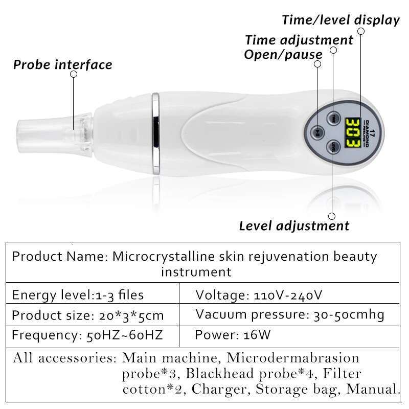 Dia Dermabrasion Blackhead Removal hine Vacuum Face Suction Skin Clean Facial Massage Peeg Acne Pore Beauty Device