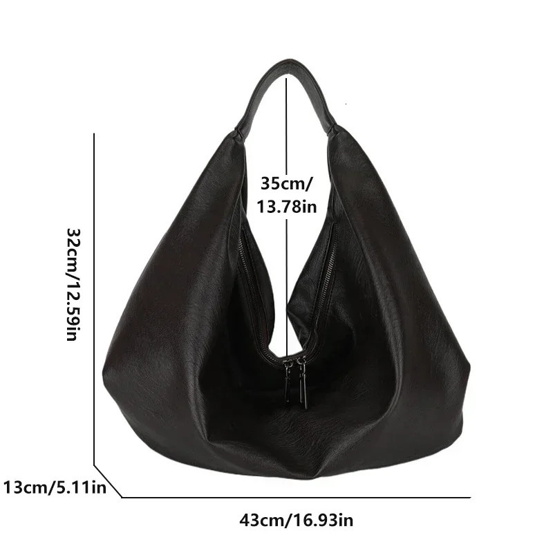 Shoulder Bags for Women Large Hobo Shopper Bag Solid Color Quality Soft Leather Crossbody Handbag Lady Travel Tote Bag 250408