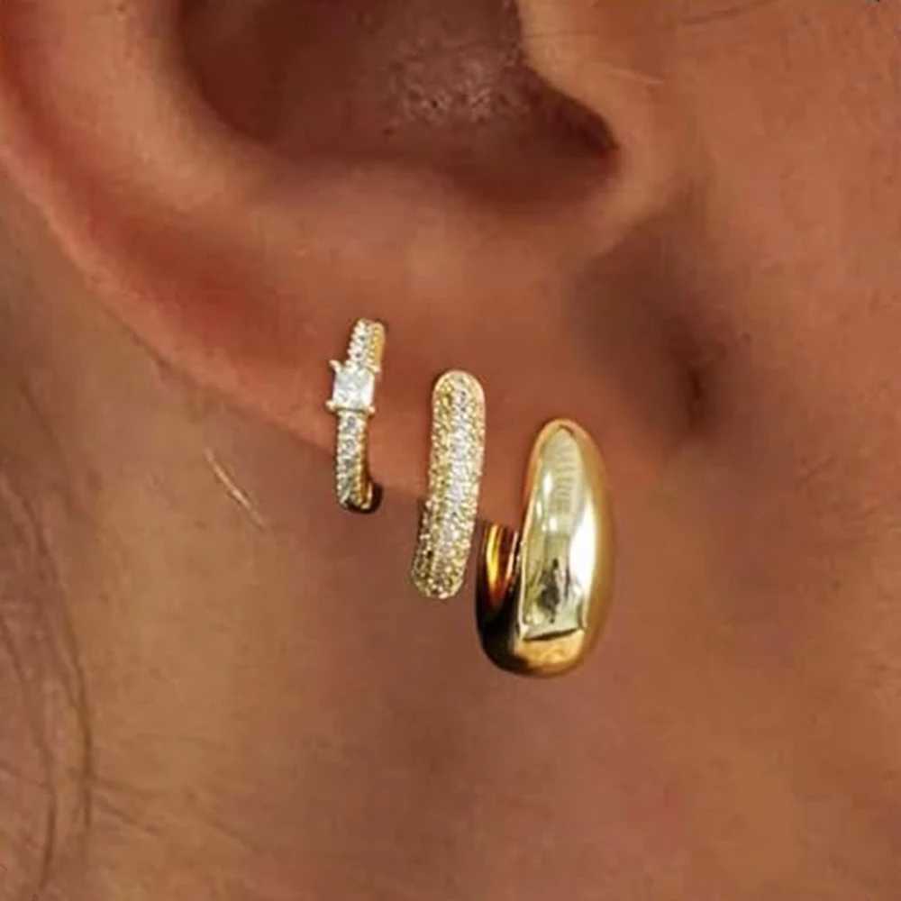 3pcs 14K Gold Plated Copper Earrings Hypoallergenic Dainty Gold Hoop Earrings Women Trendy Earring Stacks for Sensitive Ears Z250408
