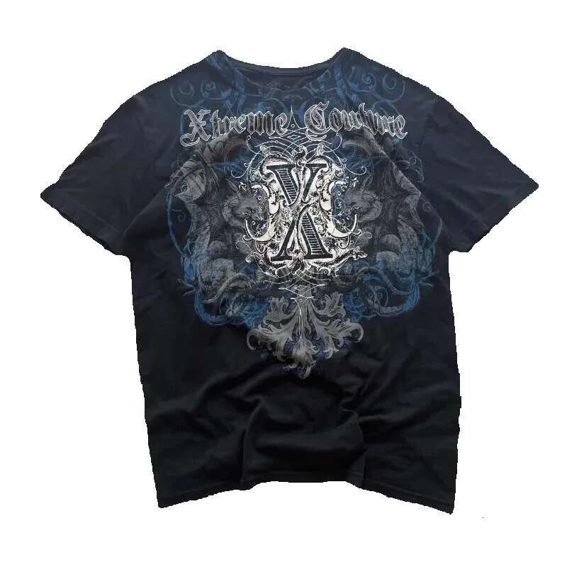 Xtreme Couture Men's Retro Cotton T-shirt Street Clothing Oversized Pattern Printed Casual City Fashion Short Sleeve