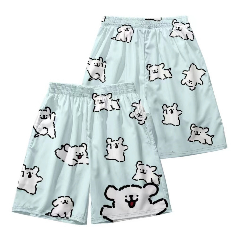 2025 New Designer Men Shorts Line Dog Maltese Cute Emojis Shorts Loose Men And Women Couple Clothes Home