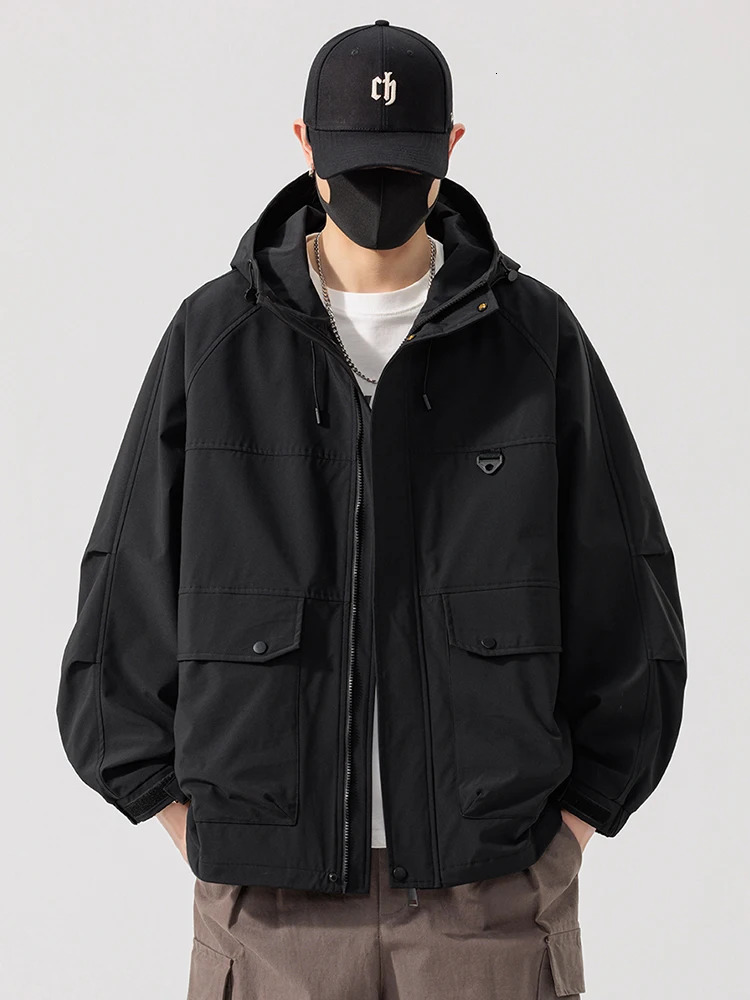 Spring mens hooded windproof jacket 8XL 7XL 6XL Plus size Korean fashion loose casual 250409
