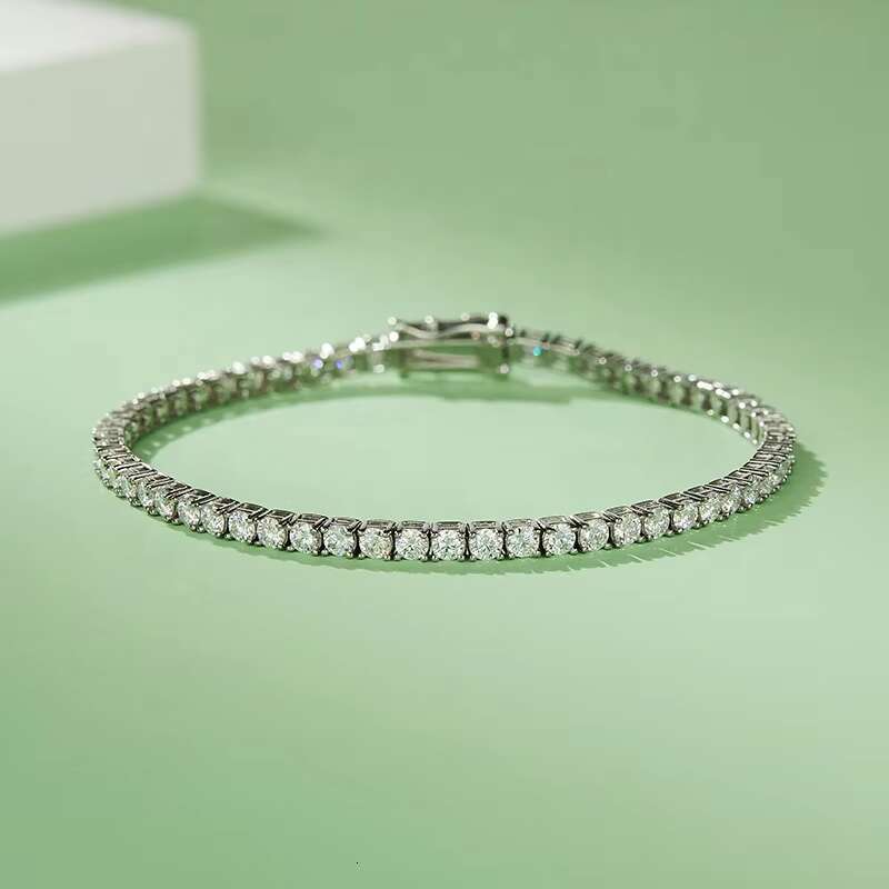 D VVS Moissanite Sliver 925 High Quality 18K White Gold Plated Tennis Bracelet