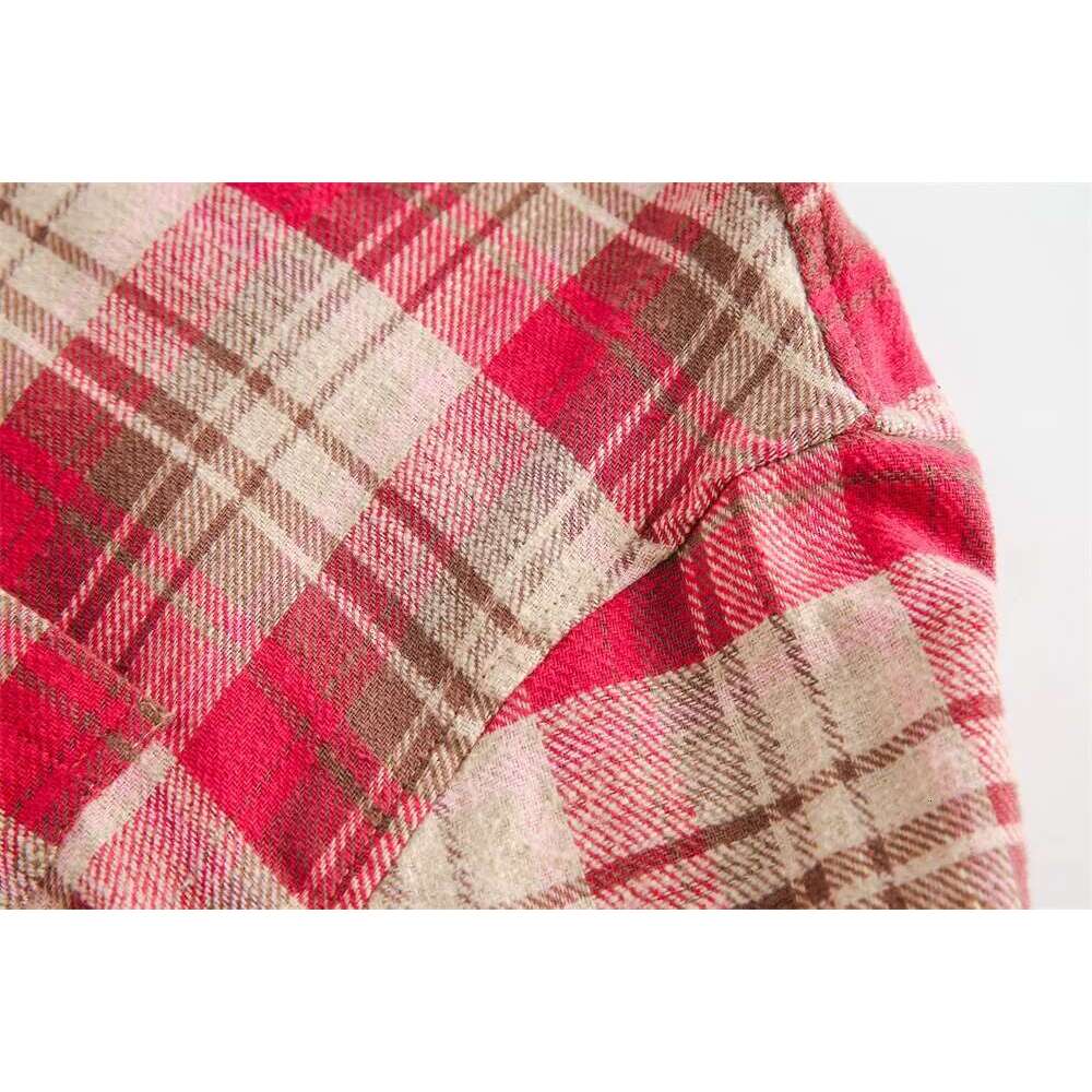 Patchwork Plaid Mens Spring High Street Single Breasted Loose Lapel Long Sleeve Raw Edge Shirts Men