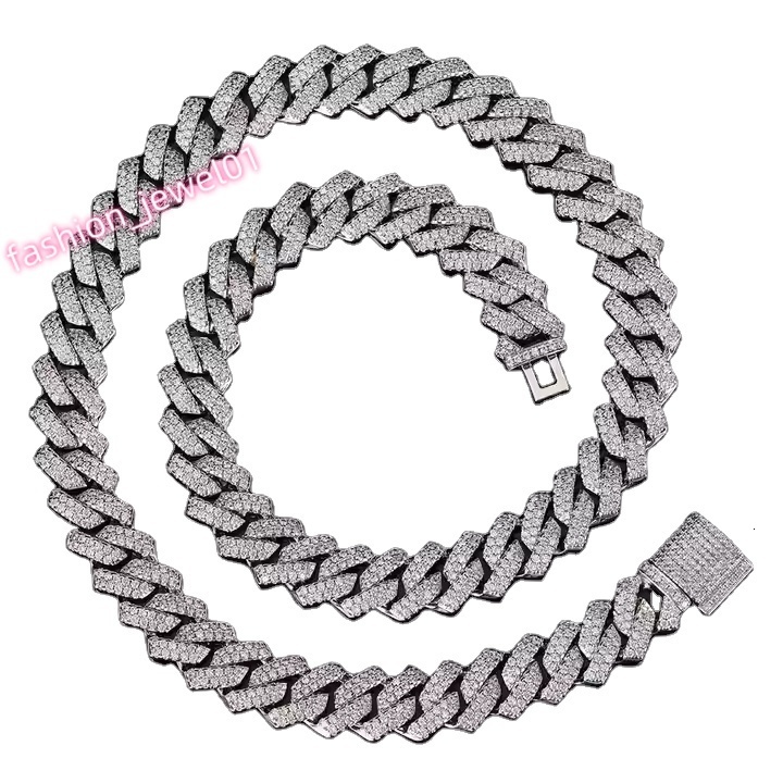 OEM VVS Moissanite Diamond Chain 925 Silver Hip Hop Jewelry Cuban Link Chain Iced Out Clustered 14MM Necklace Chain