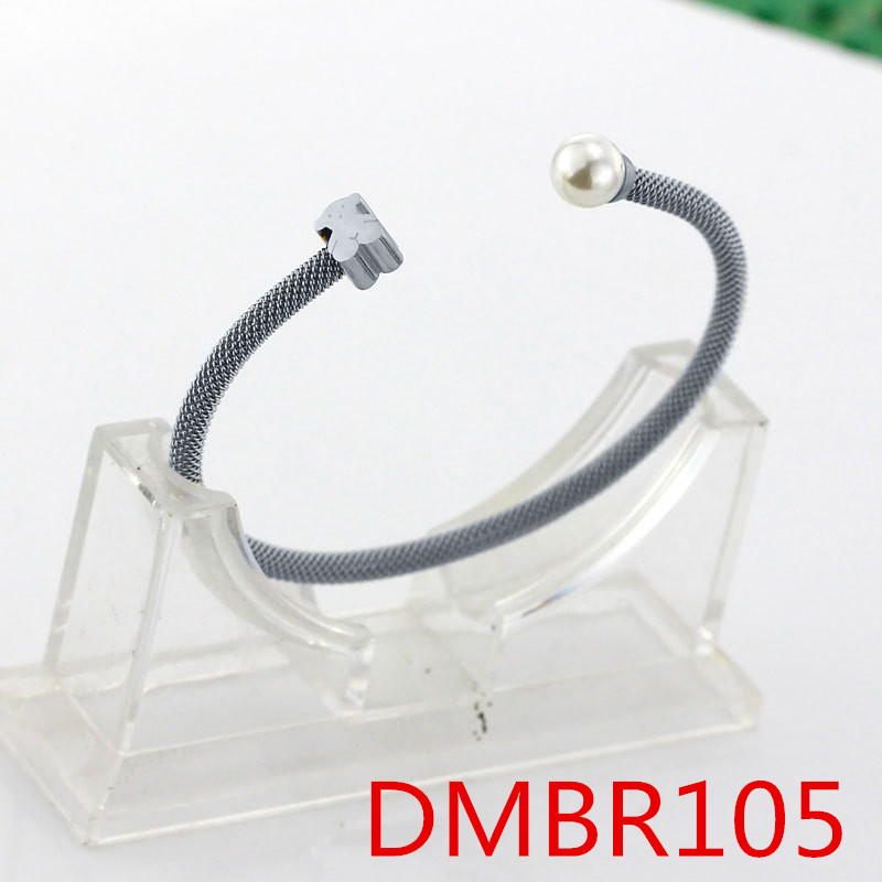 Fashion Women Men Girls Silver Gold Stainless Steel Bear Animal Heart White Pearl Round Circle Open Bangle Bracelets Jewelry Pulsera Gift