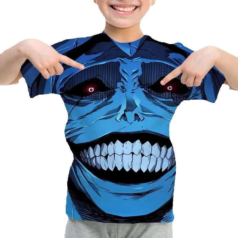 Children's animation solo level print funny boy summer casual short sleeved baby girl clothing children's T-shirt top