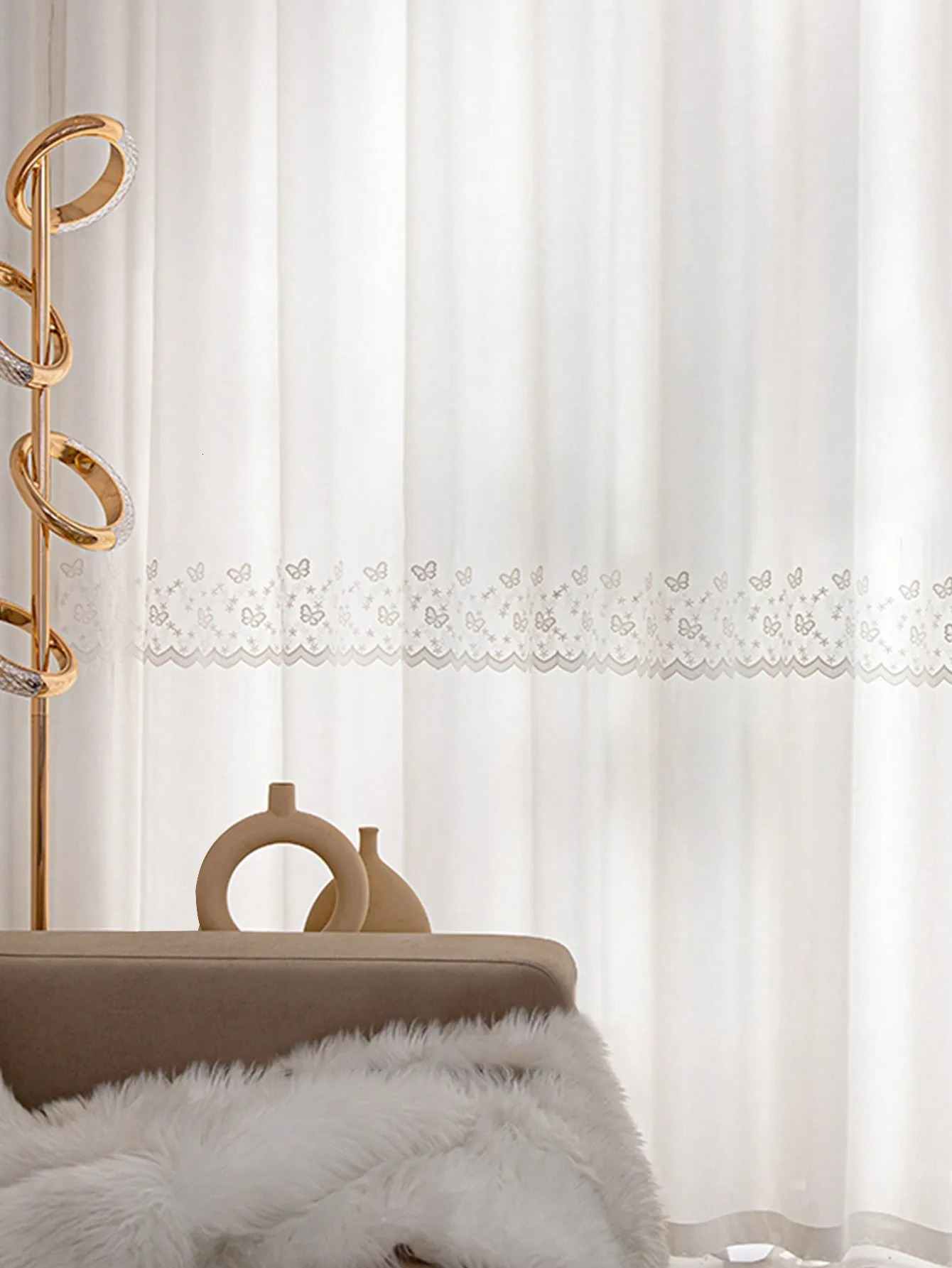 Butterfly hollow embossed screen curtains window screens bedroom balcony windows warm window screens 250409
