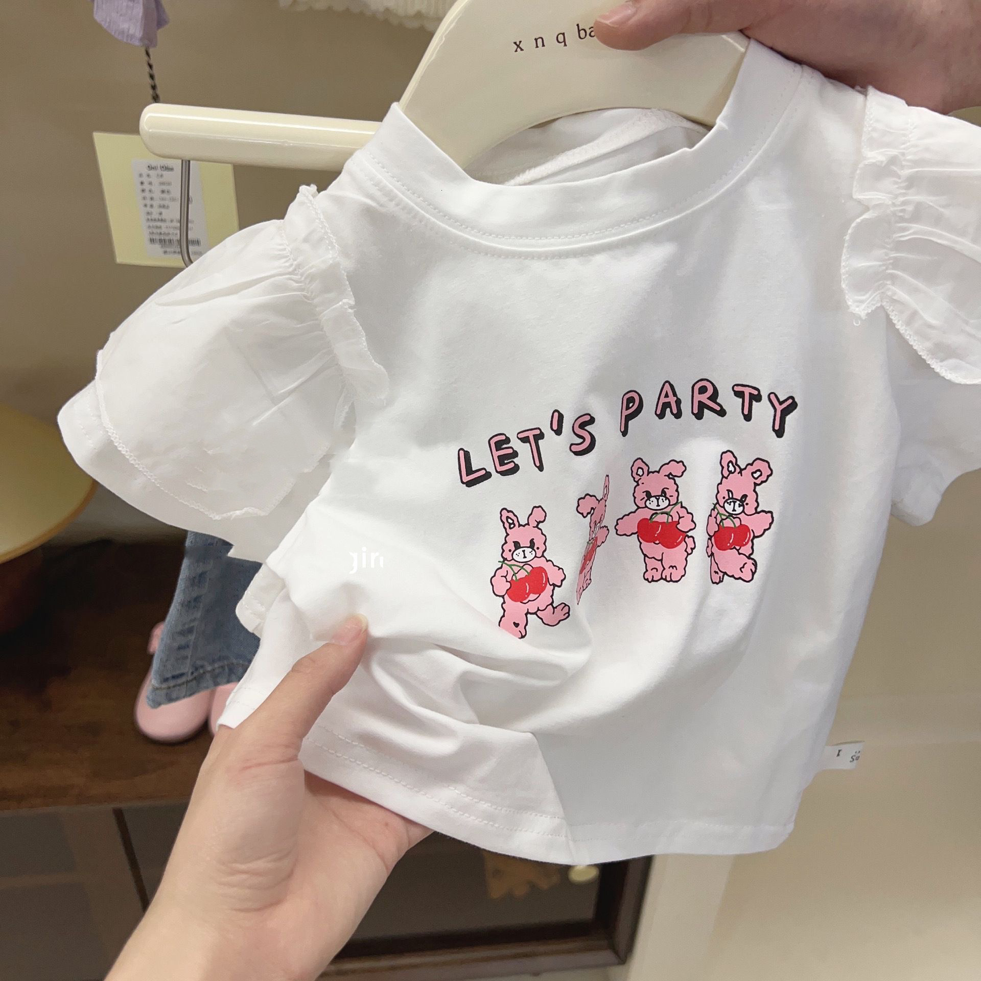 Ddmyshoesvip Korean Clothing Girls White T Shirt Summer Dress Stylish Cartoon Pullover Children S Versatile Cotton Small Fly Sleeve Top