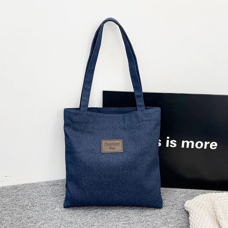 Womens large capacity denim shoulder bag travelbusinessshopping casual handbag womens canvas 250408