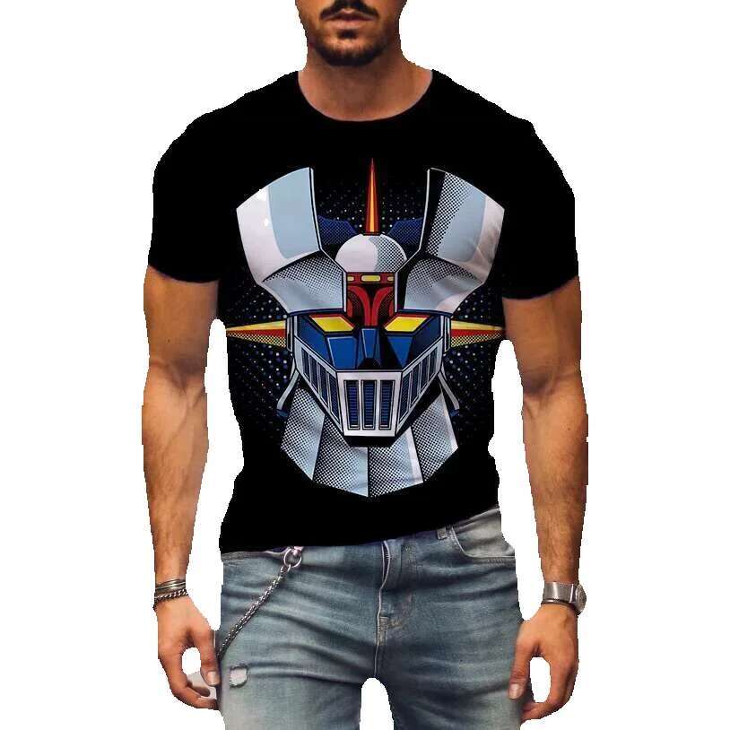 Mazinger Z 3D printed anime robot for men women, casual and fashionable short sleeved T-shirt, oversized Haruku T-shirt top, children's clothing