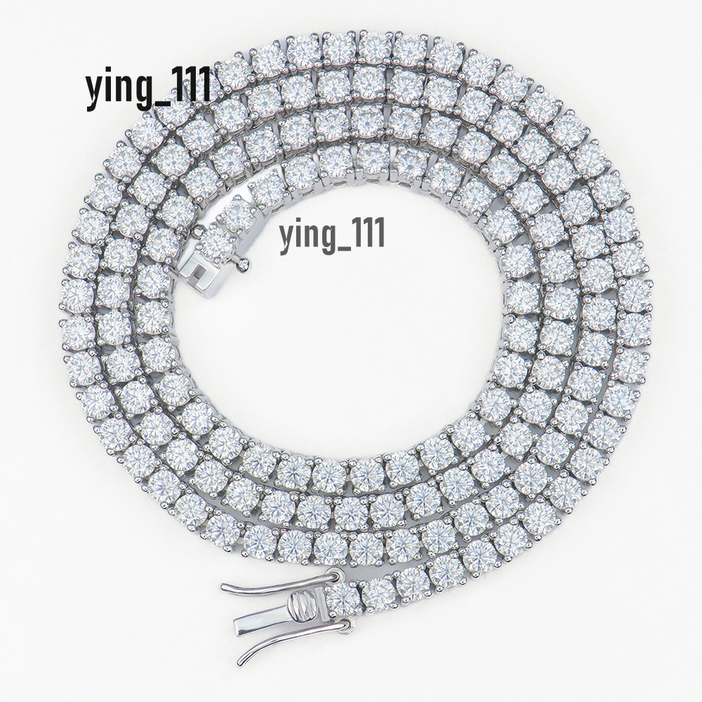 XINGYUEGEMS Wholesale 3mm 20inches Hiphop Iced Out 925 Sterling Silver VVS Lab Grown Moissanite Diamond Tennis Chain Necklace